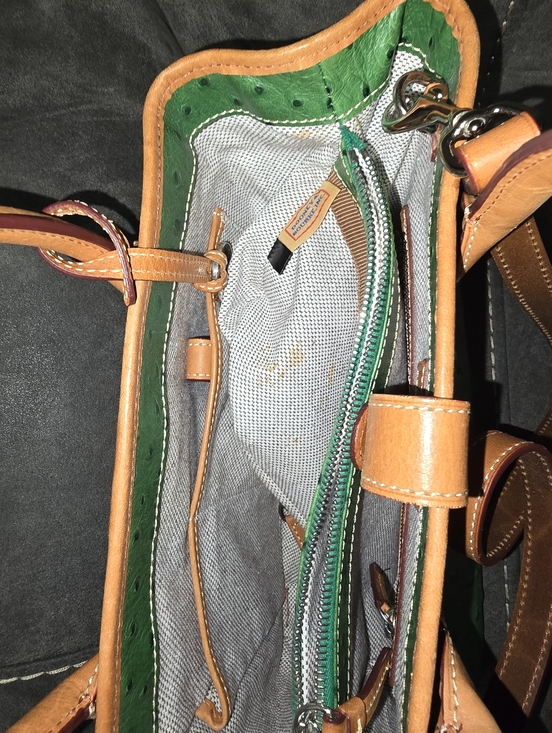 Dooney & Bourke Green Leather Tote Bag - Picture 5 of 5